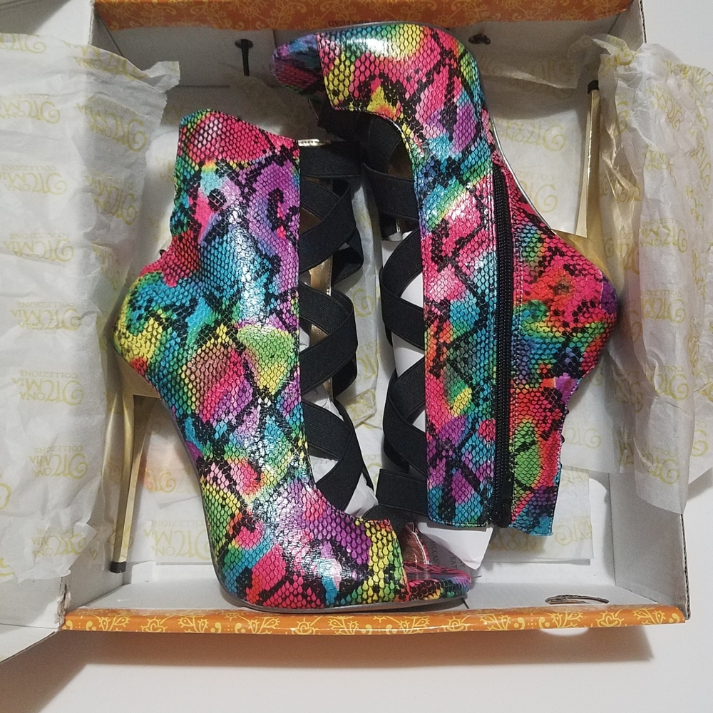 Peep Toe Snake Stilettos